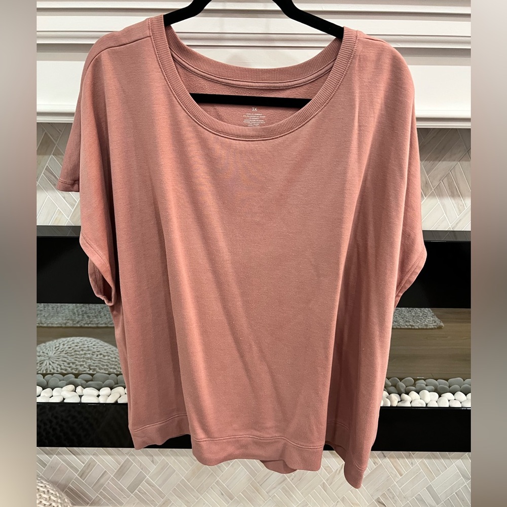 Tek Gear On-The-Go Mauve Pink Short Sleeve Drop Shoulder Soft Tee 3X